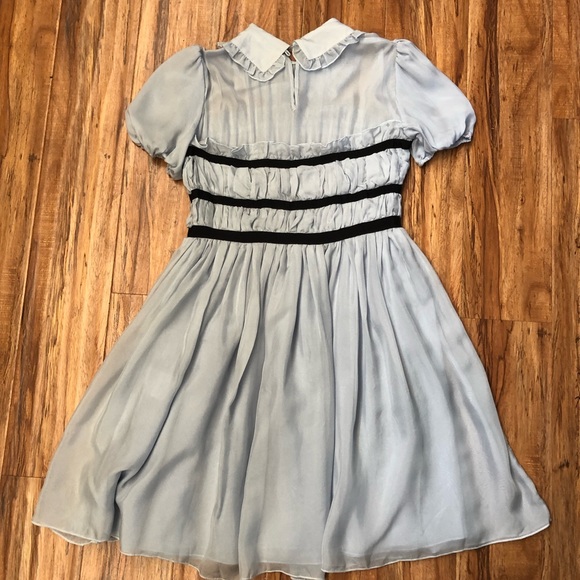 Rochas blue silk collared babydoll mini dress - Picture 4 of 9